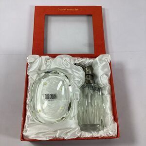 Oleg Cassini Crystal Lotion Dispenser Soap Dish Clear Etched Signed New In Box